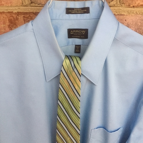 Men's Blue Arrow Dress Shirt 17 34/35 with Tie - Picture 2 of 3